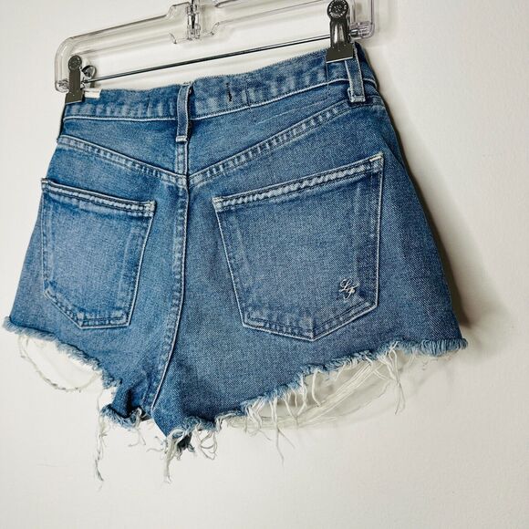 Lovers & Friends Axel Jean Distressed Cut Off High Rise Short Conrad Wash 25 - Picture 8 of 16